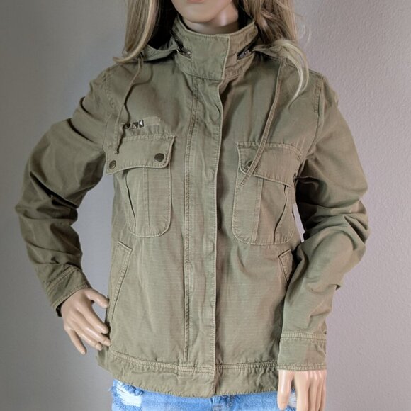 J. Crew Jackets & Blazers - J. Crew Jacket Women's Small Green 720 Hooded Utility Cotton Military Style Coat